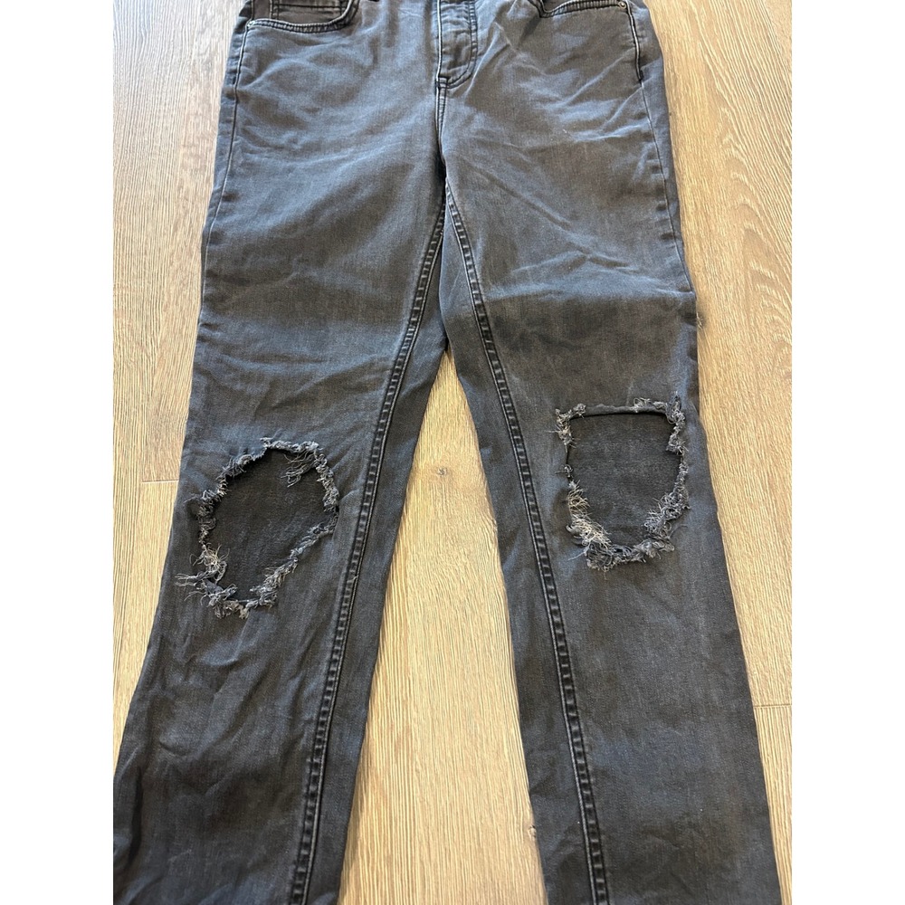 Free People Distressed High Rise Skinny Jeans Faded Black Knee Blowout Size 29 - Picture 5 of 11